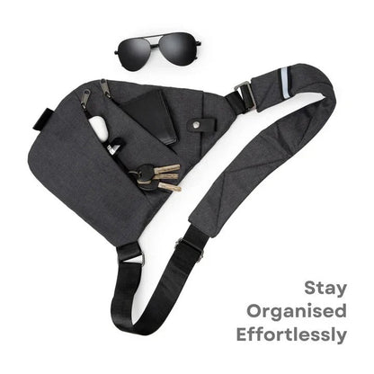 Unisex Water Resistant Crossbody Sling Bag with Anti Theft Zippers and Adjustable Strap