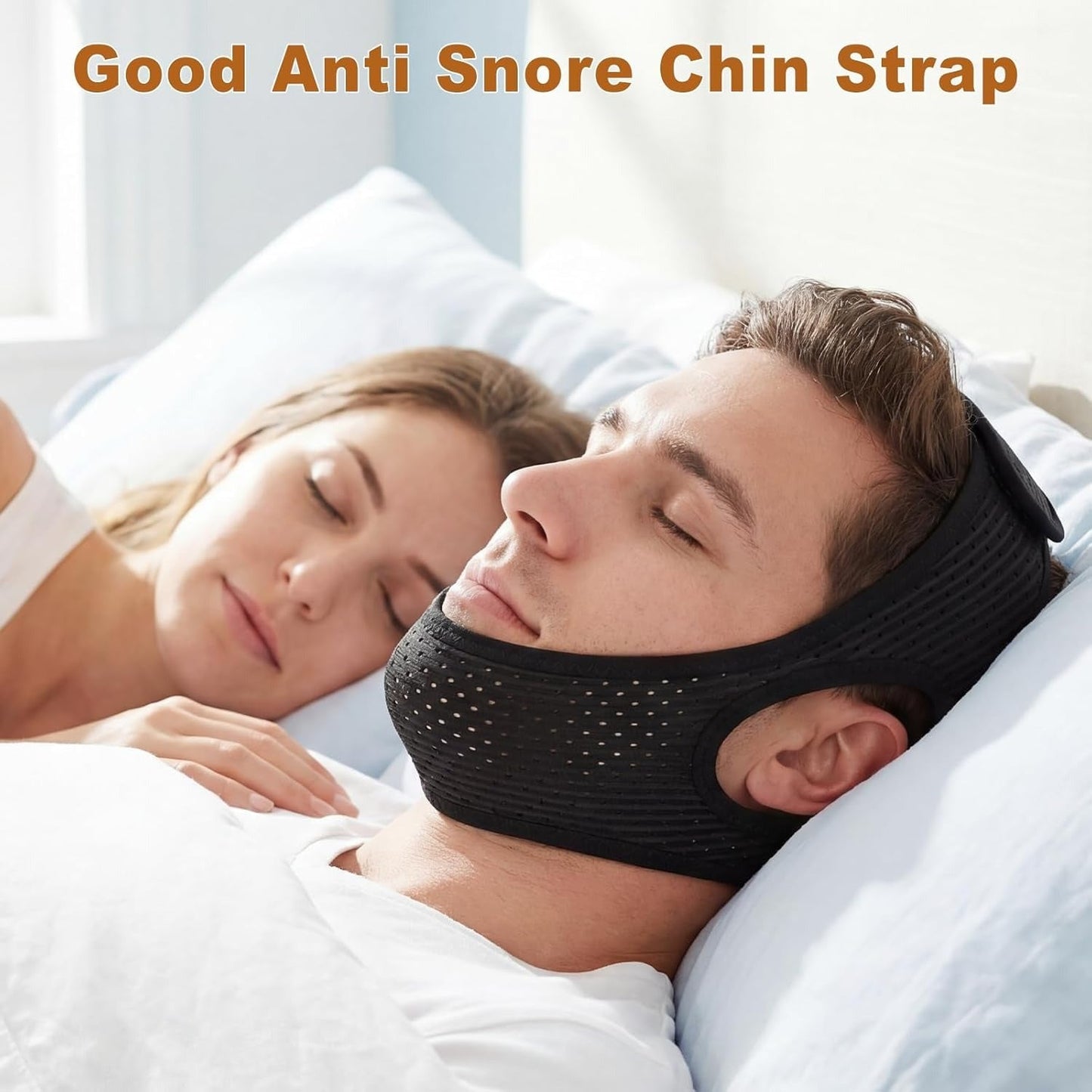 Sleep Apnea Devices, Chin Strap for Sleeping, Airflow Jaw Strap, Effective Anti Snoring Solution for Men and Women, Anti Snore Devices Breathable and Reusable